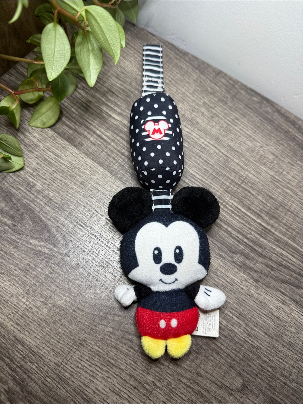 Disney Baby Mickey Mouse Stroller Clip Plush Rattle